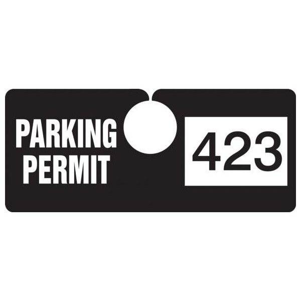 Accuform Parking Permit Tag, Numbered 001-099, Purple, 2in x 4.75in, Laminated PF-Cardstock, 99PK TNT423PRA - main